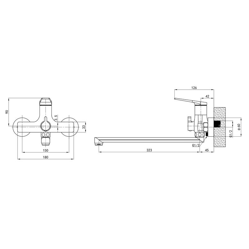 Смеситель д/ванны MIXXUS PREMIUM RUBENS 006 (EURO) (10 шт/ящ) - Изображение №2