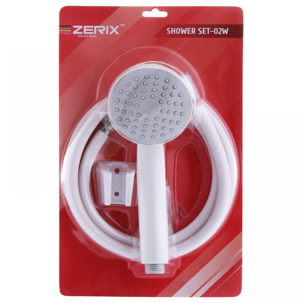 Душевой набор ZERIX SHOWER SET-02W (шланг, лейка, кронштейн) цвет белый (20 шт/ящ) - Изображение №3