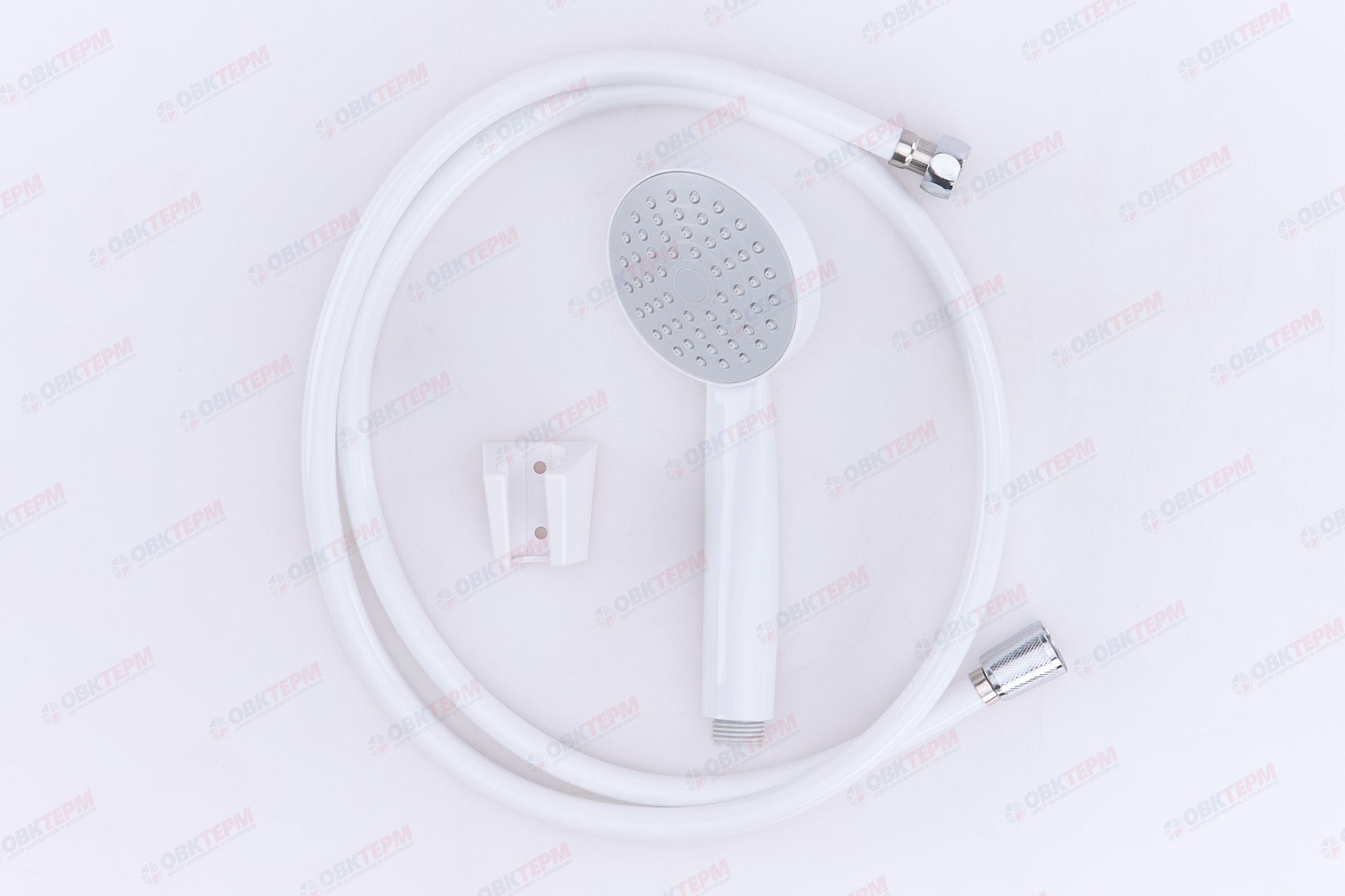 Душевой набор ZERIX SHOWER SET-02W (шланг, лейка, кронштейн) цвет белый (20 шт/ящ) - Изображение №1