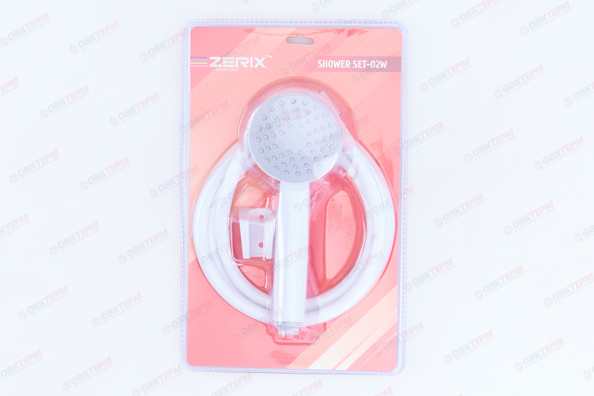 Душевой набор ZERIX SHOWER SET-02W (шланг, лейка, кронштейн) цвет белый (20 шт/ящ) - миниатюра №6