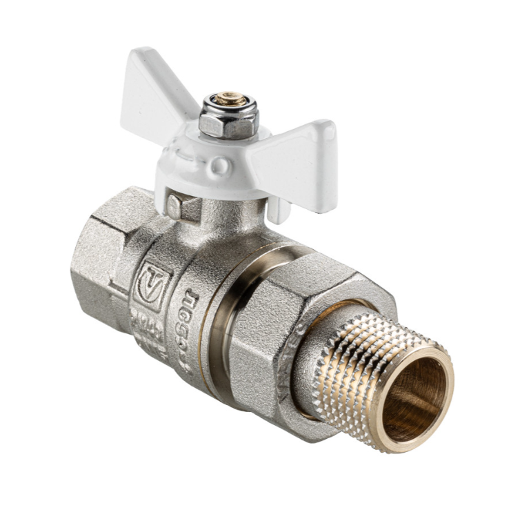 Кран шаровый с американкой      Valtec     3/4"  ВН   бабочка ( белая рукоятка)  BASE ГОСТ  (7/42) - Изображение №1