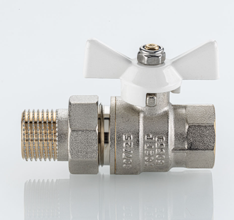 Кран шаровый с американкой      Valtec     3/4"  ВН   бабочка ( белая рукоятка)  BASE ГОСТ  (7/42) - Изображение №2