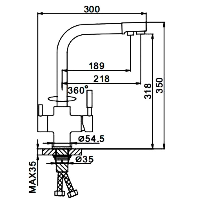 Смеситель д/кухни под ФИЛЬТР FRAP F4352-8 белый  (Ø35, на гайке) - миниатюра №7