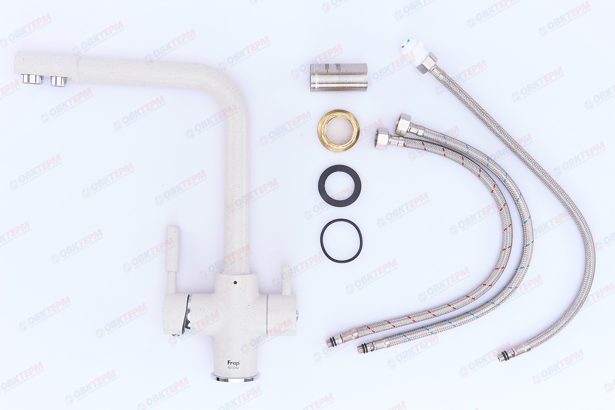 Смеситель д/кухни под ФИЛЬТР FRAP F4352-8 белый  (Ø35, на гайке) - миниатюра №10