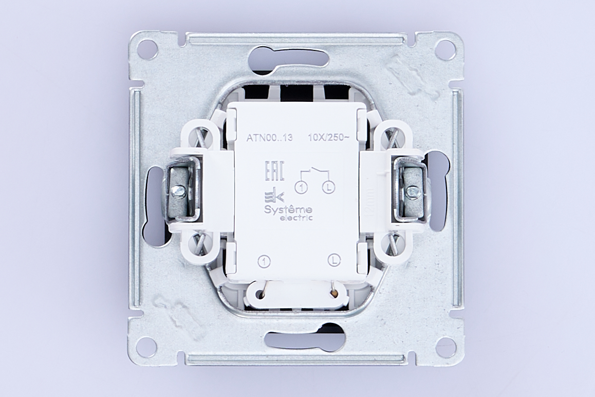 Выключатель 1-клавишный механизм с подсветкой сх.1 10АХ Карбон AtlasDesign Systeme Electric - миниатюра №6
