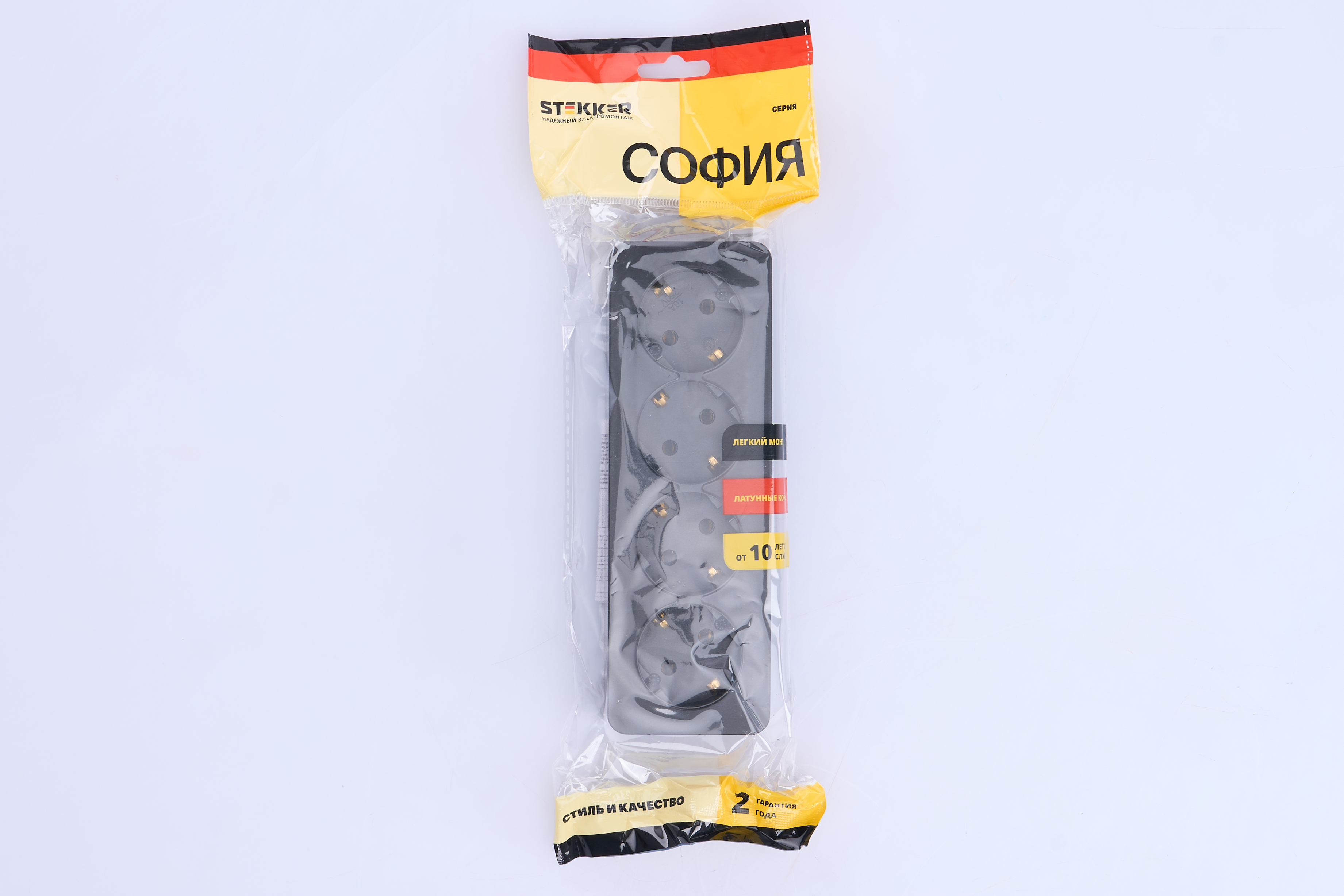 Розетка 4-местная с/з открытой установки, 250В, 16А, IP20, серия София, черный матовый, MST16-14-05 - миниатюра №6