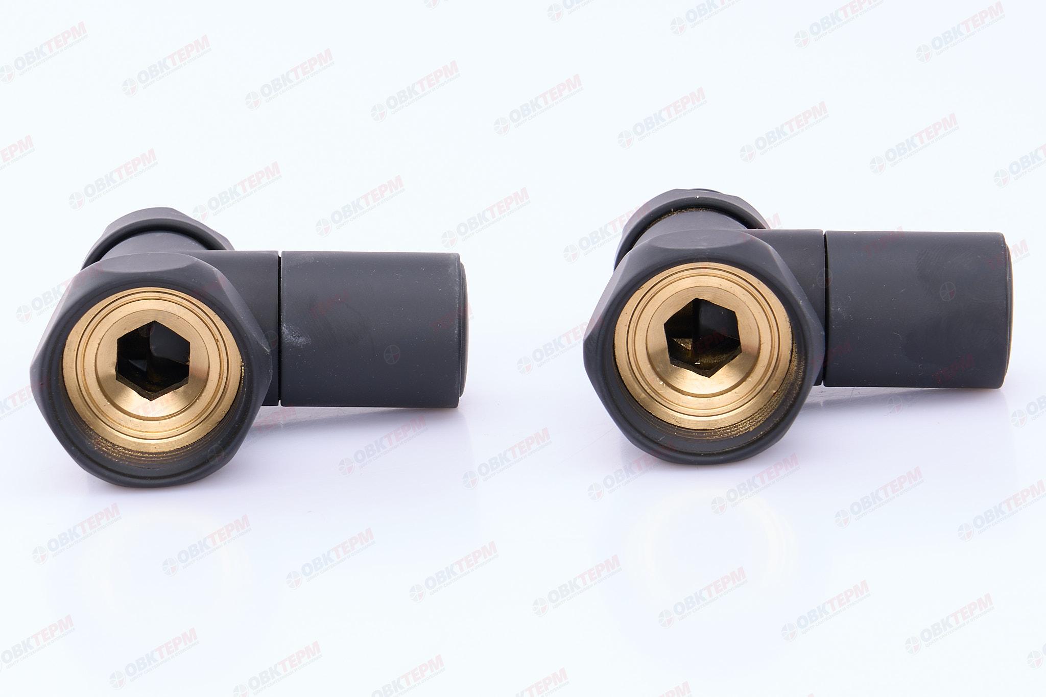 Кран  вентильный  с американкой   TIM   1"В - 1/2"Н  прямой, круглый,черный   (1пара/20ящ) - Изображение №3