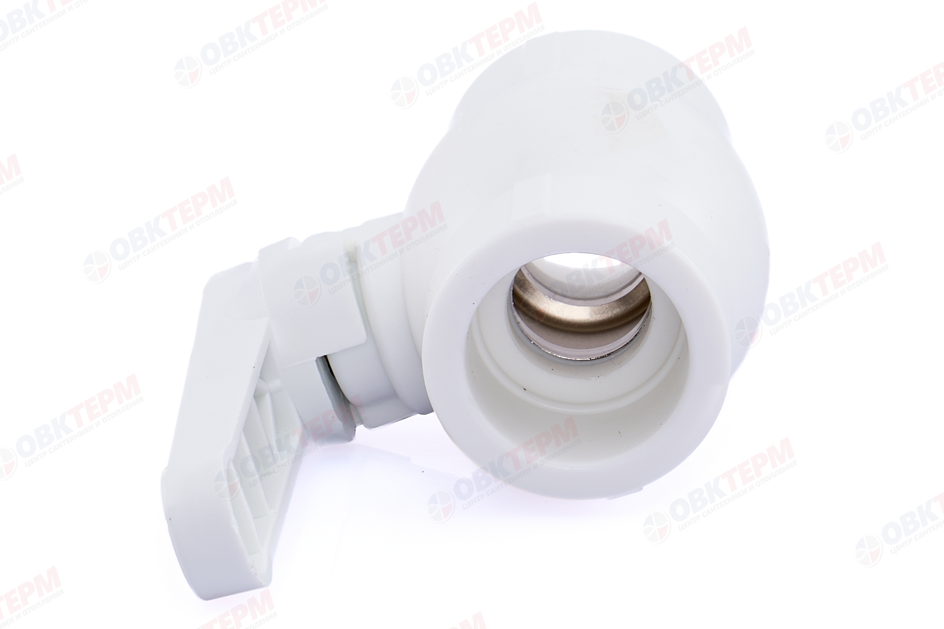 Кран шаровый пластиковый  32  (латунный  шар)   (белый)   (25)  (KALDE) - Изображение №4