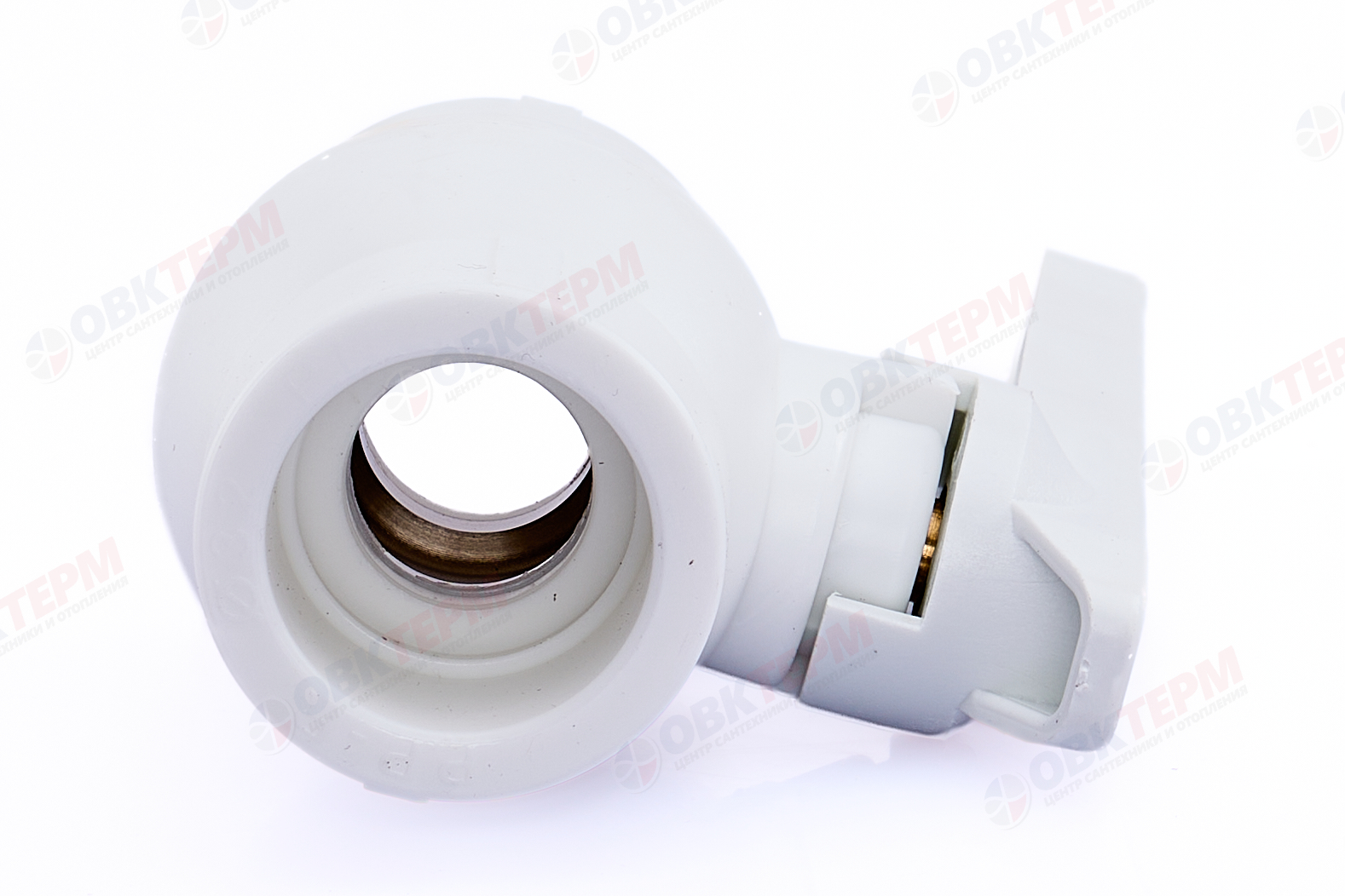 Кран шаровый пластиковый  32  (латунный  шар)   (белый)   (25)  (KALDE) - миниатюра №6