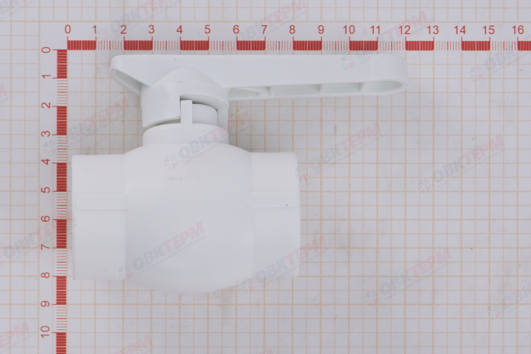 Кран шаровый пластиковый  32  (латунный  шар)   (белый)   (25)  (KALDE) - миниатюра №7