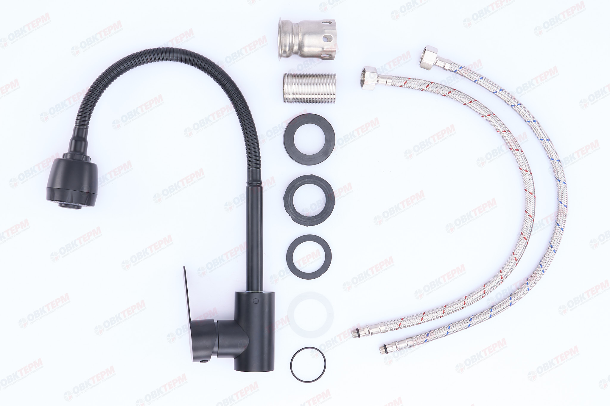 Смеситель д/кухни нерж/сталь ZERIX DAX-011 BLACK REFLECTOR  (10 шт/ящ) - миниатюра №3