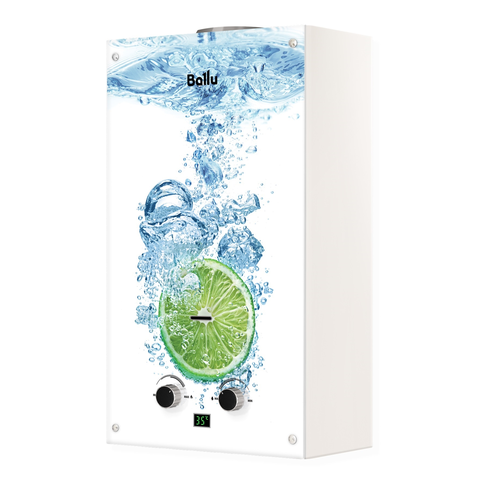 Колонка газовая Ballu GWH   10 Fiery Glass Lime (белая)  (10л/20кВт) - Изображение №1