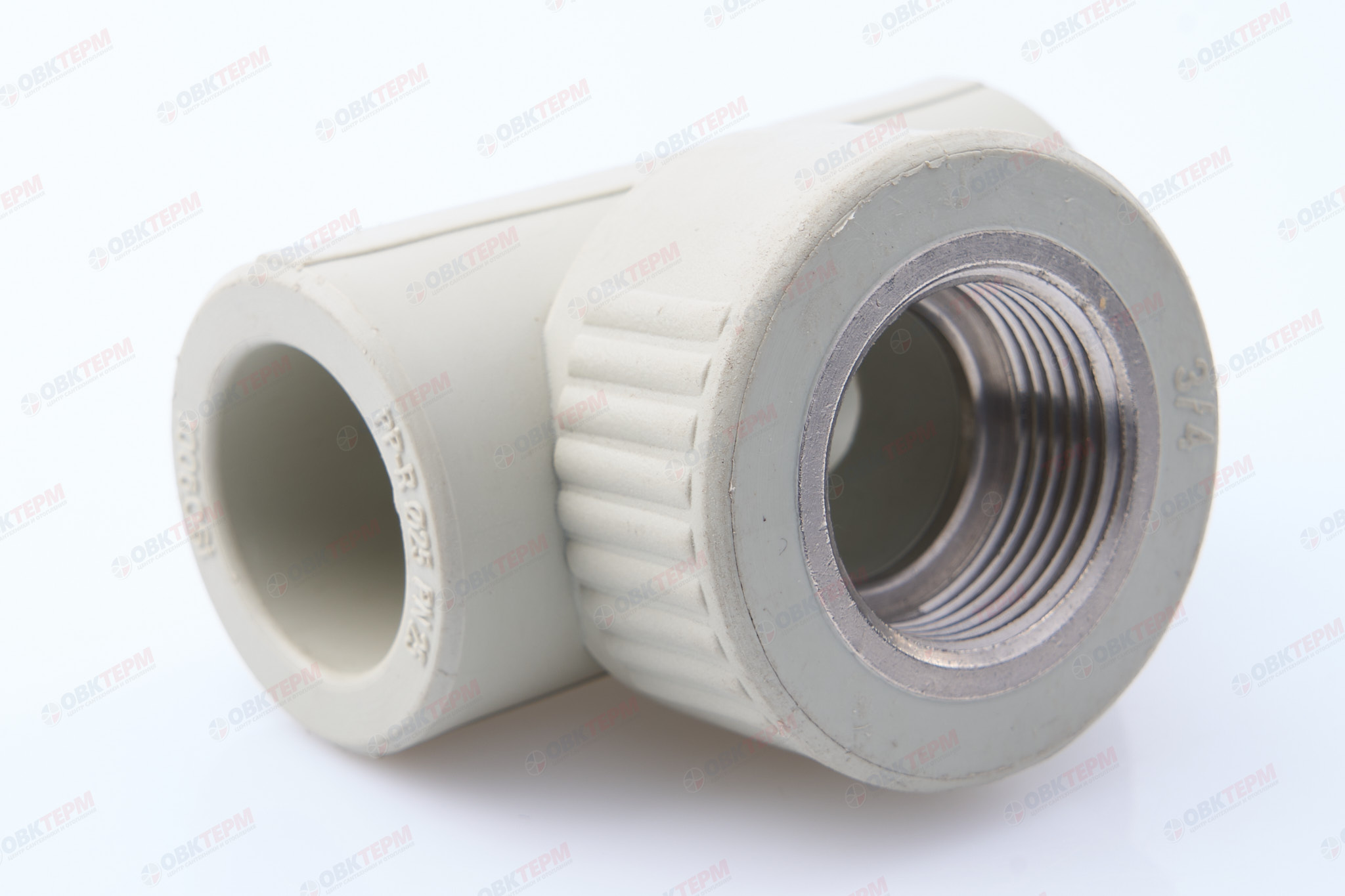 Тройник с МРВ 25 * 3/4" * 25     (PP-R СЕРЫЙ  РОССИЯ)         (140 шт) - Изображение №1