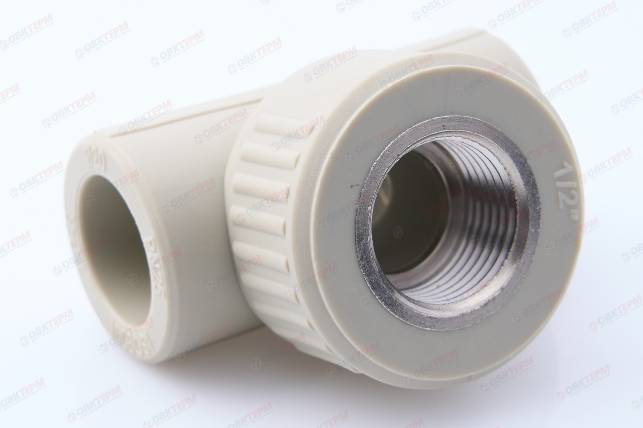 Тройник с МРВ 20 * 1/2" * 20     (PP-R СЕРЫЙ  РОССИЯ)      (220/20) - Изображение №1