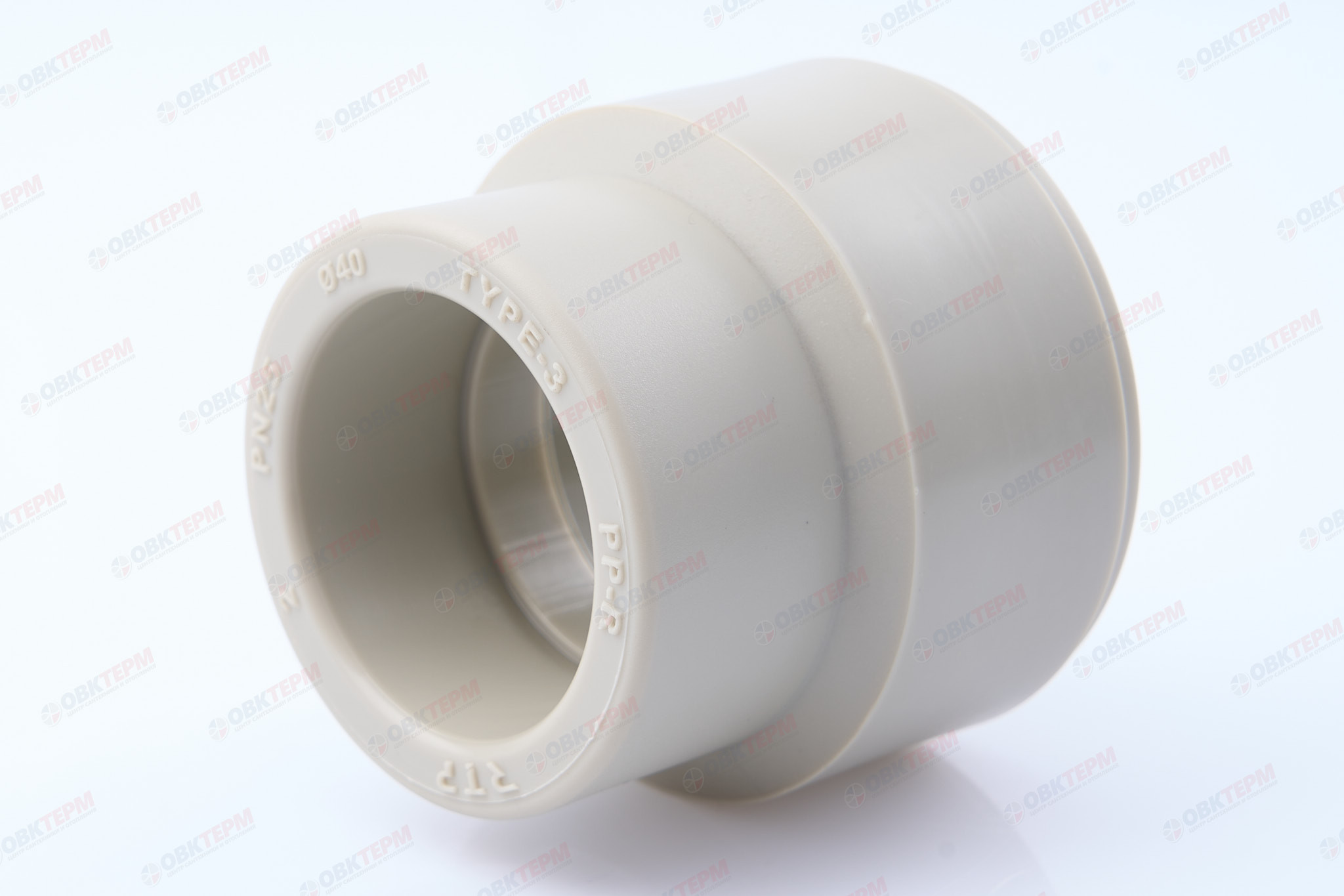 Муфта переход.  ВН  63*40   СЕРАЯ PP-R   (RTP)    (48/8) - изображение №1