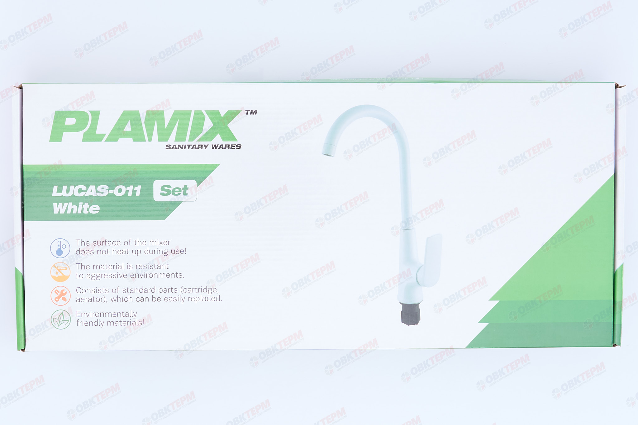 Смеситель д/кухни PLAMIX LUCAS-011 SET WHITE (гайка, Ø35, с подводкой) (16шт/ящ) - миниатюра №6