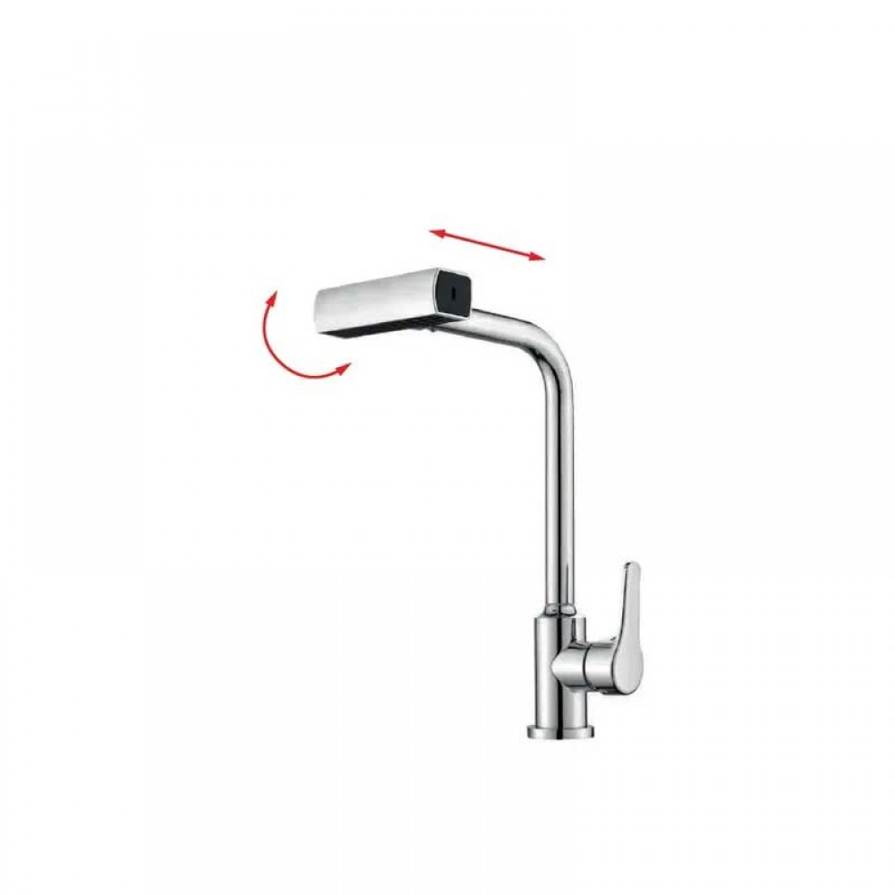 Смеситель д/кухни нерж/сталь CHAMPION MOZ-014 CHROME с выдвижной лейкой (Ø35, ГАЙКА)   (10 шт/ящ) - изображение №1