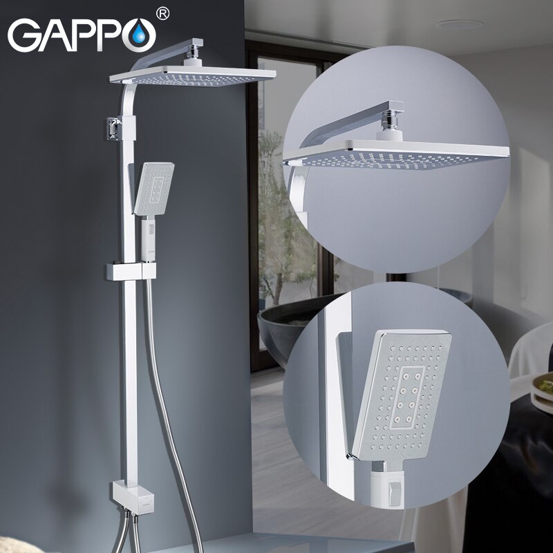 Душ/система без смесителя GAPPO G2408-8 латунь/хром/белый /лейка 2 реж /тропич. душ 300х200мм - миниатюра №2