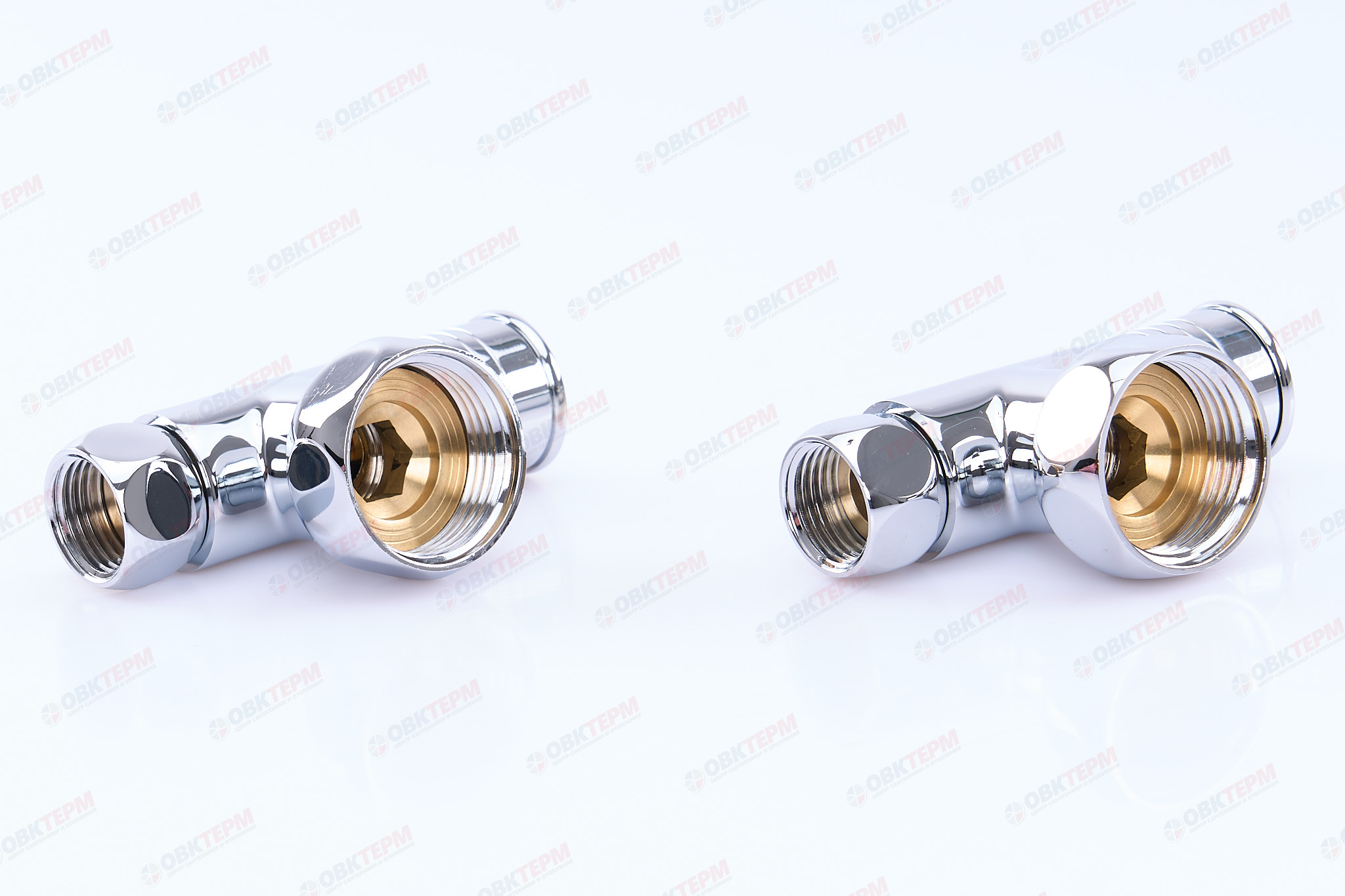 Кран  вентильный  с американкой   TIM   1"В - 1/2"В хром, угловой, круглый   (1пара/20ящ) - Изображение №2