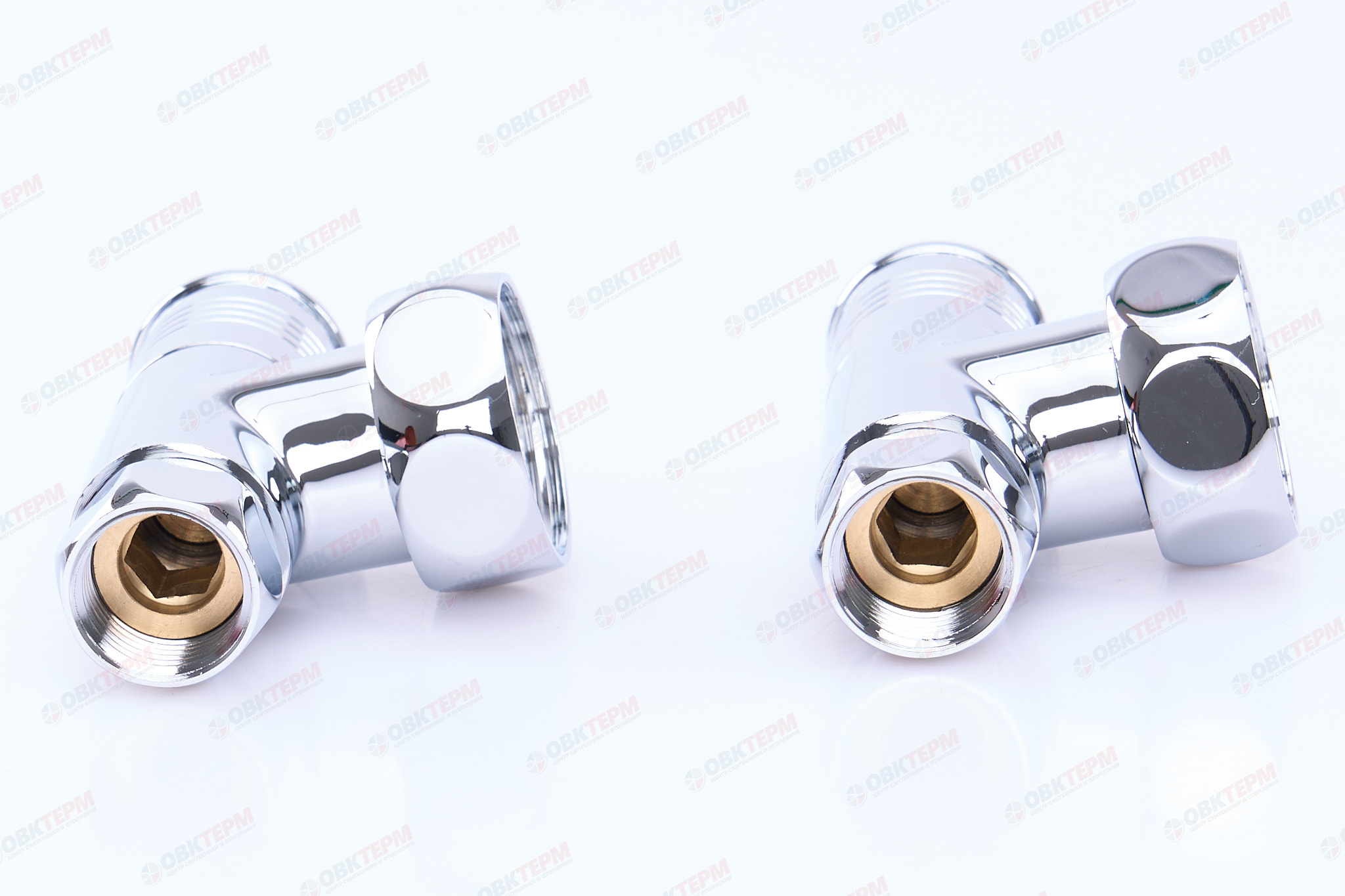 Кран  вентильный  с американкой   TIM   1"В - 1/2"В хром, угловой, круглый   (1пара/20ящ) - Изображение №4