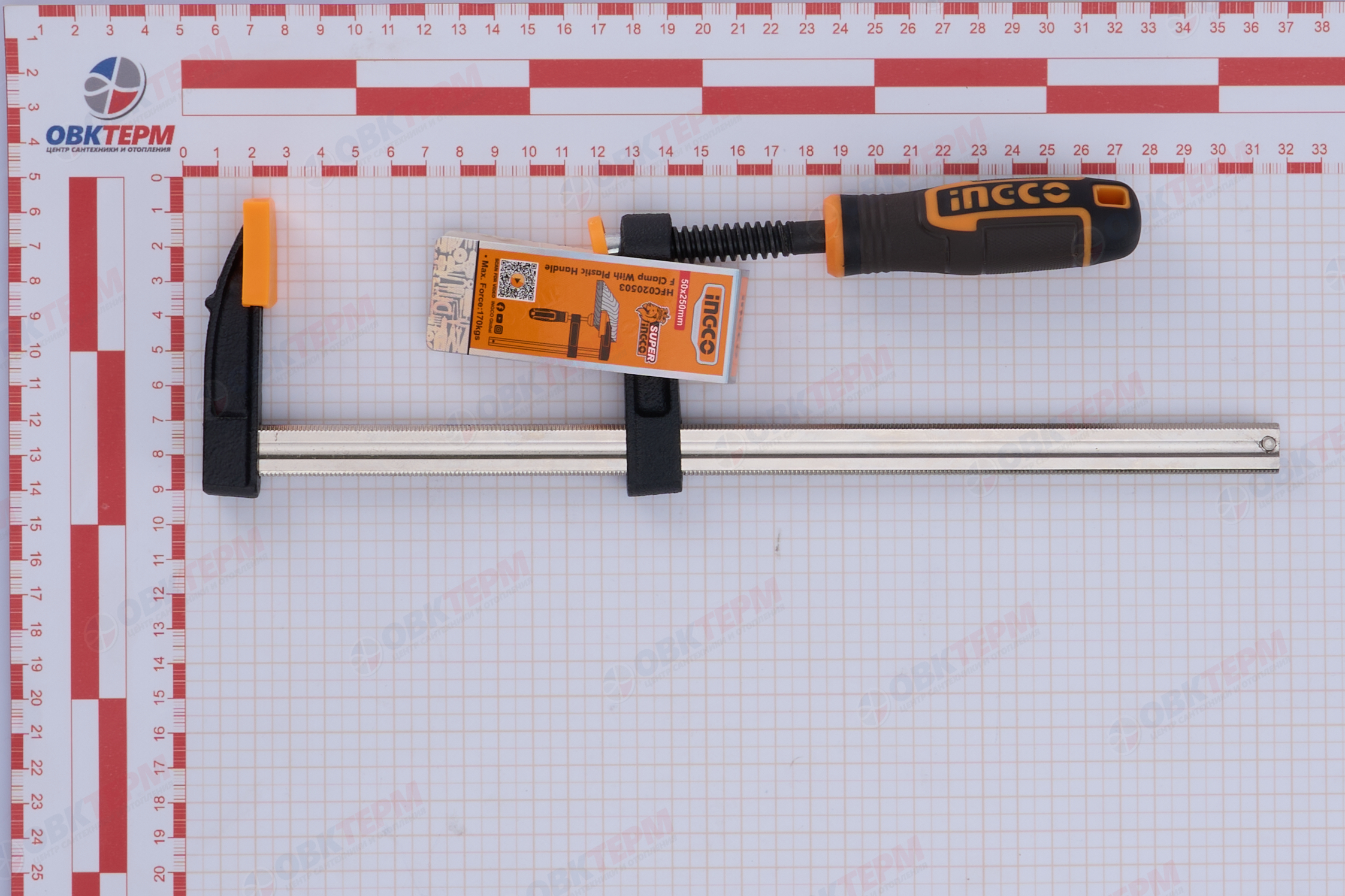 Струбцина F-образная 50Х250мм INGCO HFC020503 INDUSTRIAL - Изображение №5