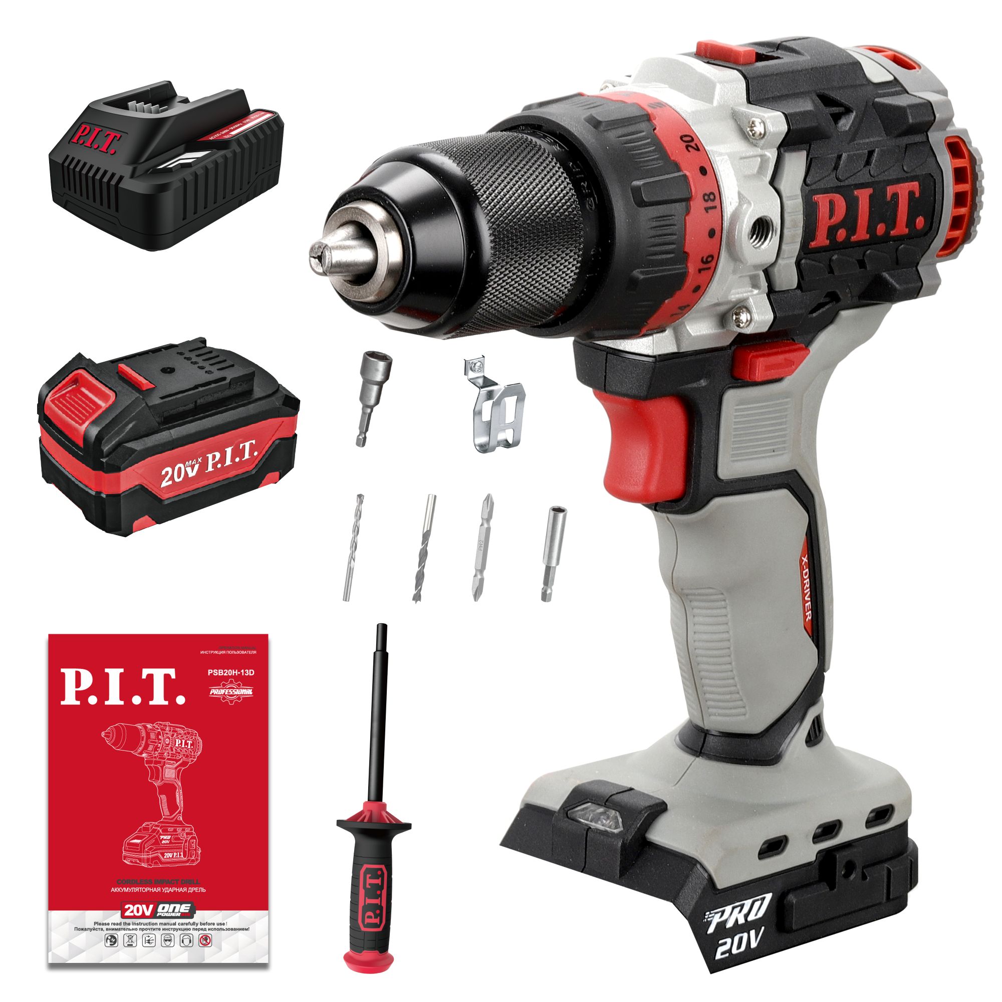 Шуруповерт ударный Б/Щ P.I.T. OnePower X-DRIVER PSB20H-13D/3 (20В, 75Нм, 13мм, 1 АКБ*4Ач, ЗУ) - Изображение №4