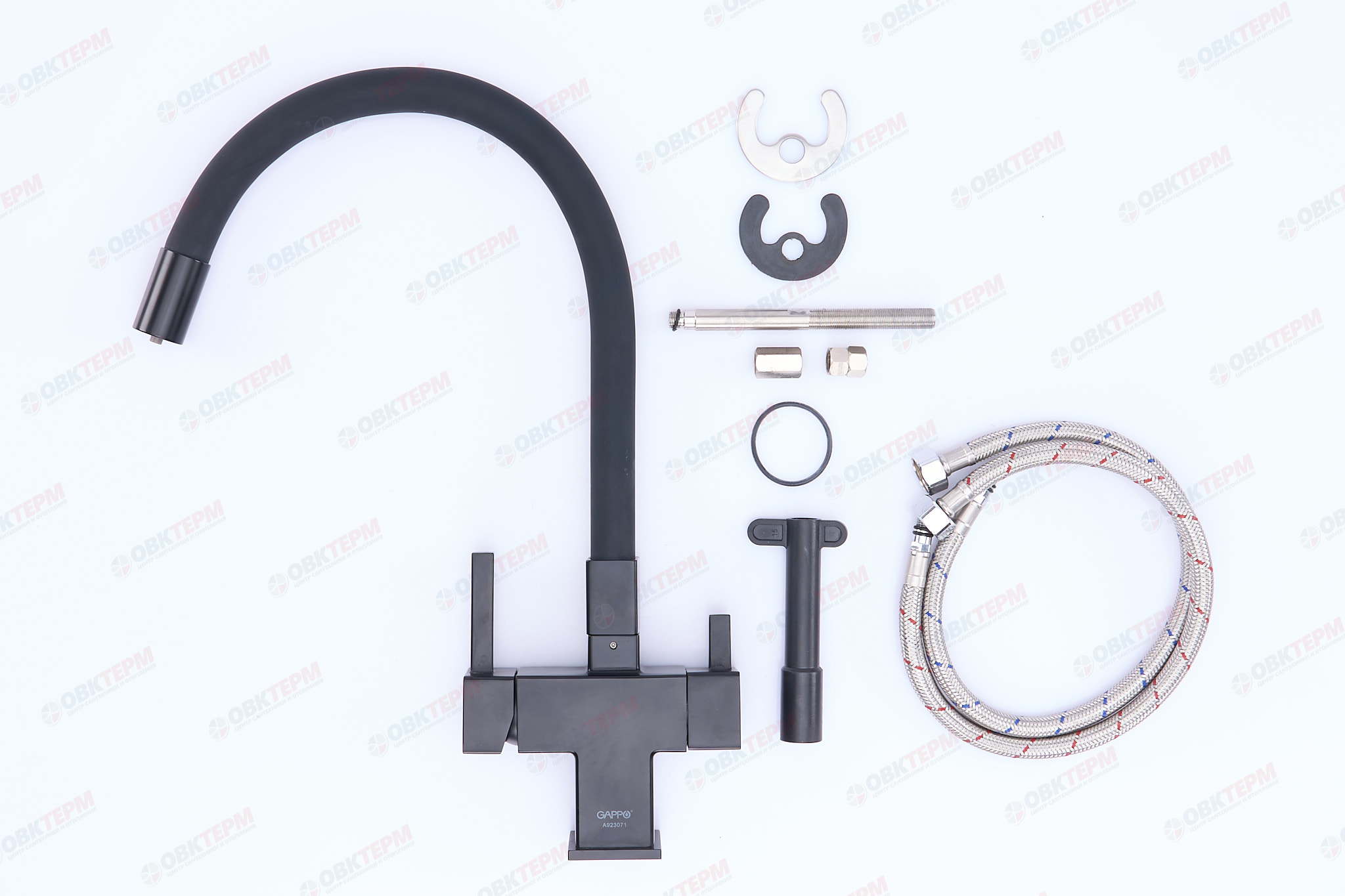 Смеситель д/кухни под ФИЛЬТР GAPPO G4395-36 черный гибкий излив (Ø35, на шпильке) - миниатюра №4