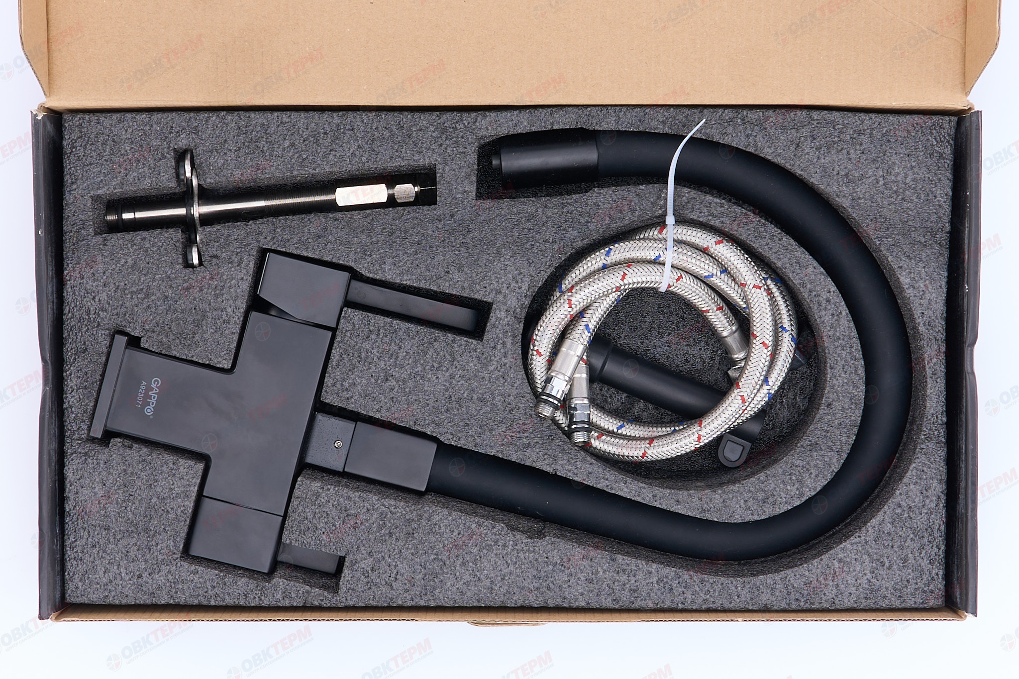 Смеситель д/кухни под ФИЛЬТР GAPPO G4395-36 черный гибкий излив (Ø35, на шпильке) - миниатюра №6