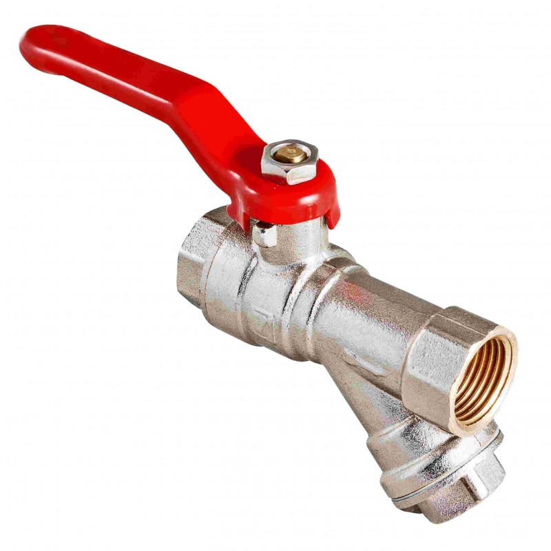 Кран шаровый         Valtec   со встроенным фильтром  1/2 ВВ ручка   (8уп/96ящ) - Изображение №1