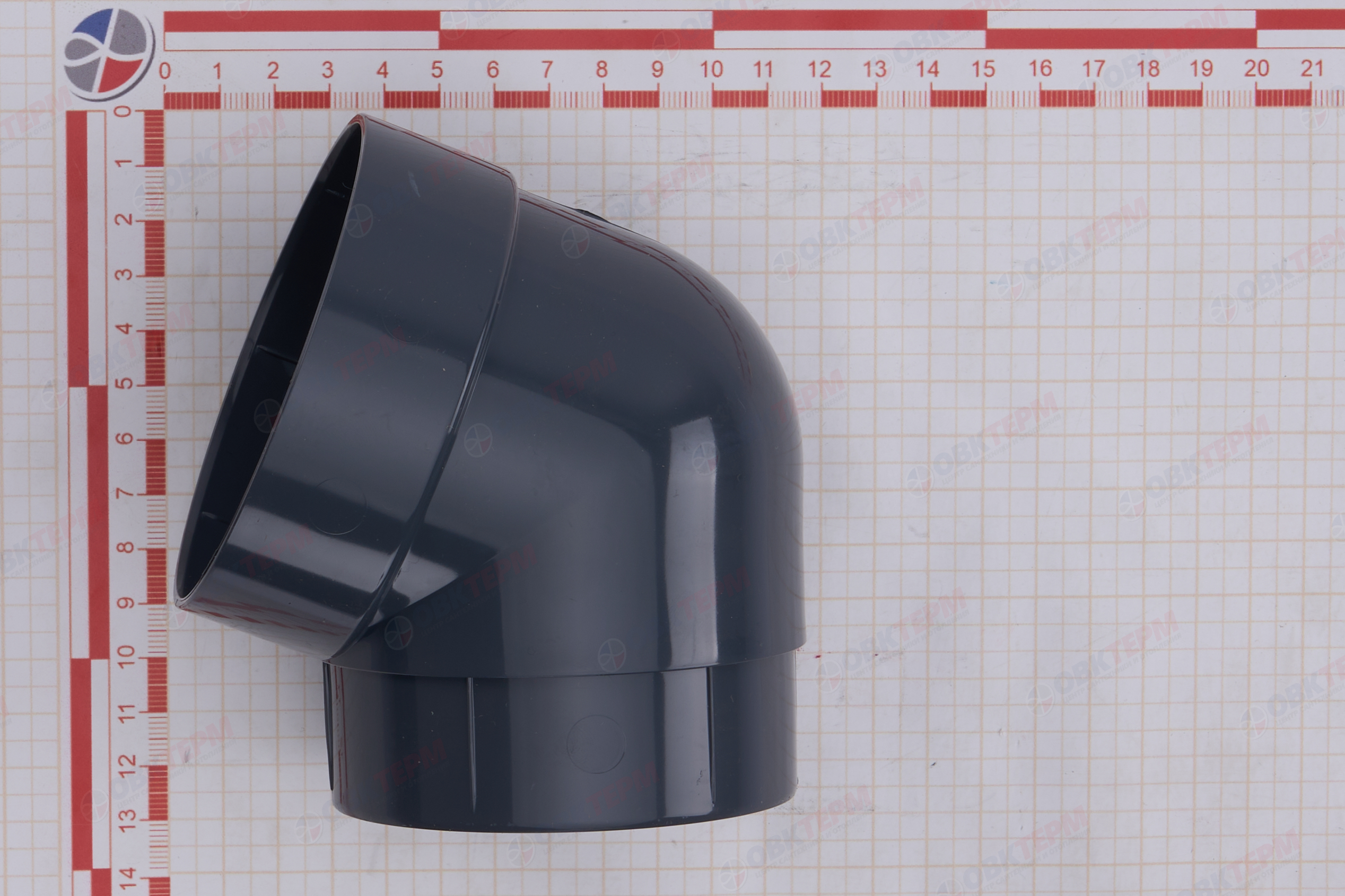 Колено трубы 67 град. ПВХ Grand Line графит (RAL 7024) (уп. 36шт) - миниатюра №7