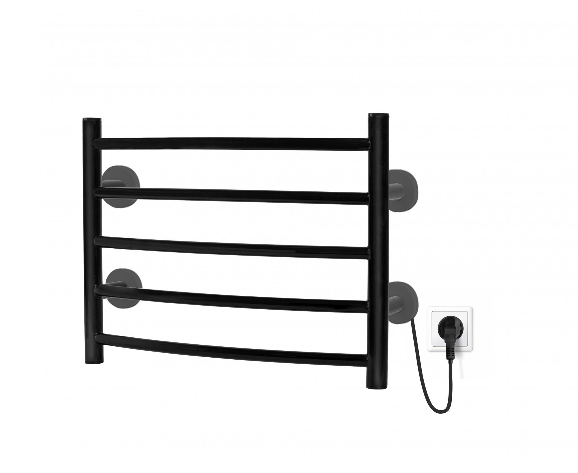 Полотенцесушитель электрический АДВ ЛНК - Э1" 40*60 (скоба, кабель справа, 5 перекладин) Черный муар - Изображение №1