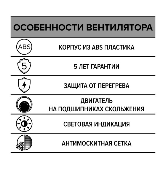 Вентилятор ERA 5 осевой вытяжной c антимоскитной сеткой d125 Ш175*В175 (18шт/уп) Эра - миниатюра №6