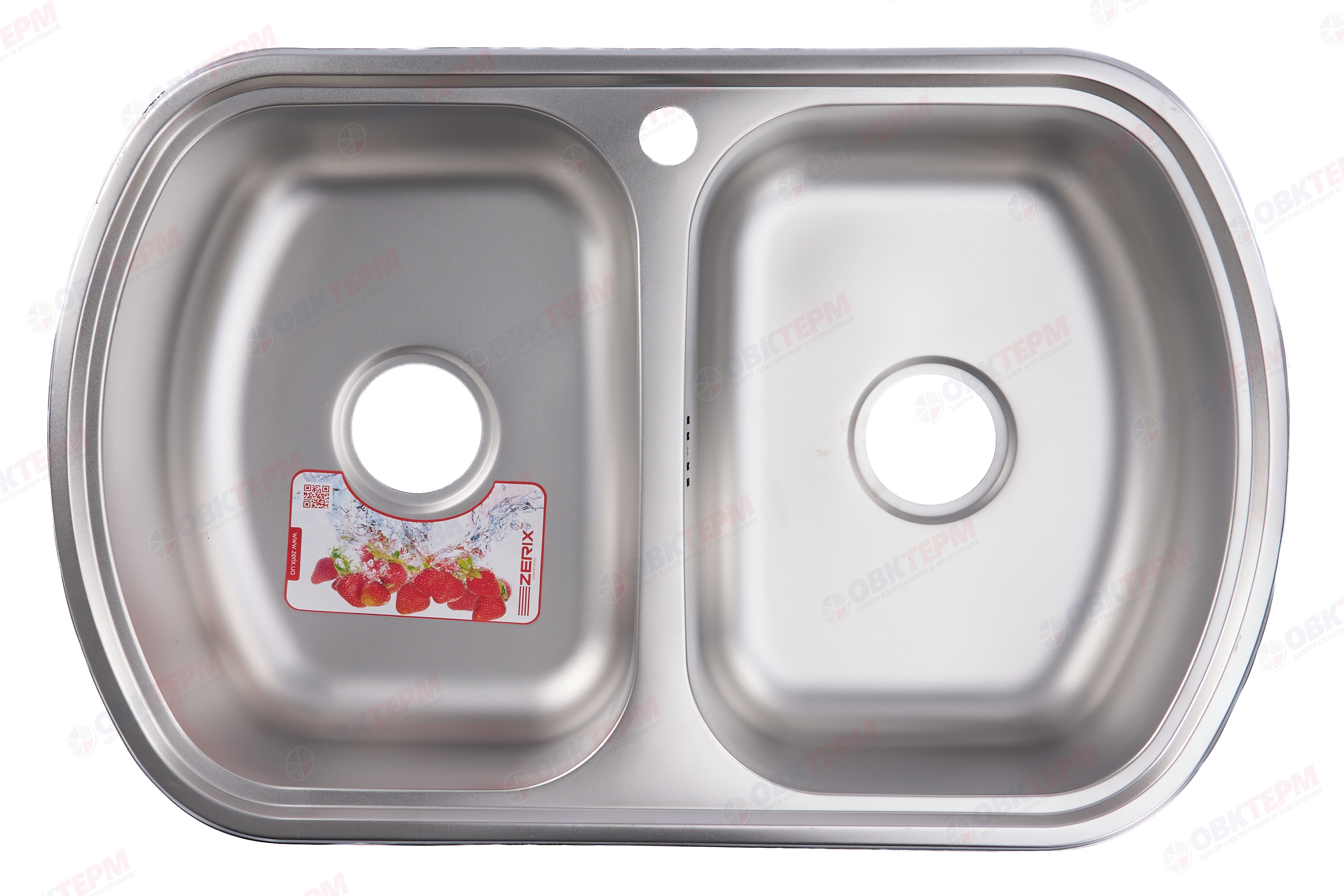 ZERIX мойка Z7749-08-180E DOUBLE (SATIN) ВРЕЗНАЯ /сифон (7шт/ящ) - миниатюра №4