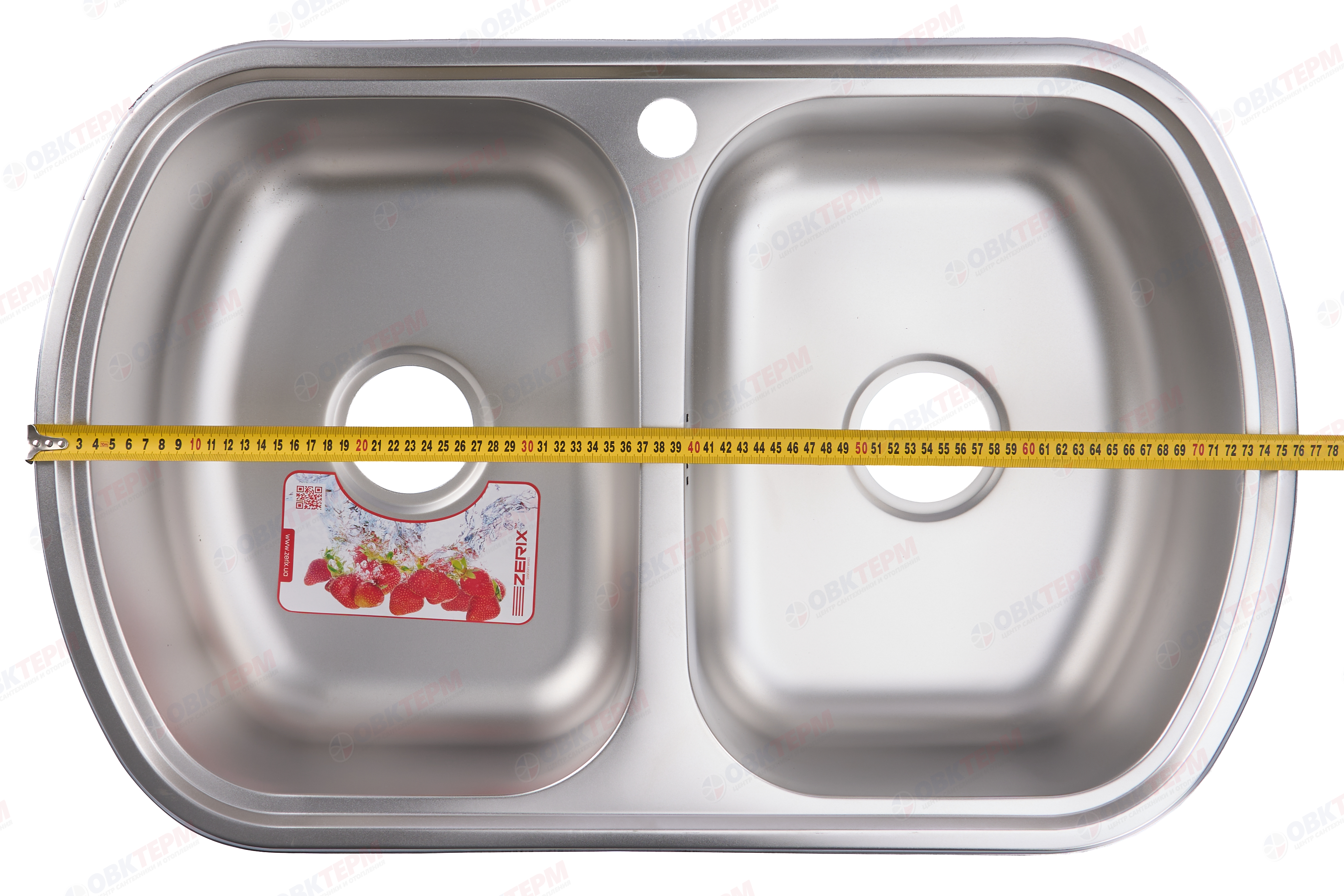 ZERIX мойка Z7749-08-180E DOUBLE (SATIN) ВРЕЗНАЯ /сифон (7шт/ящ) - миниатюра №7