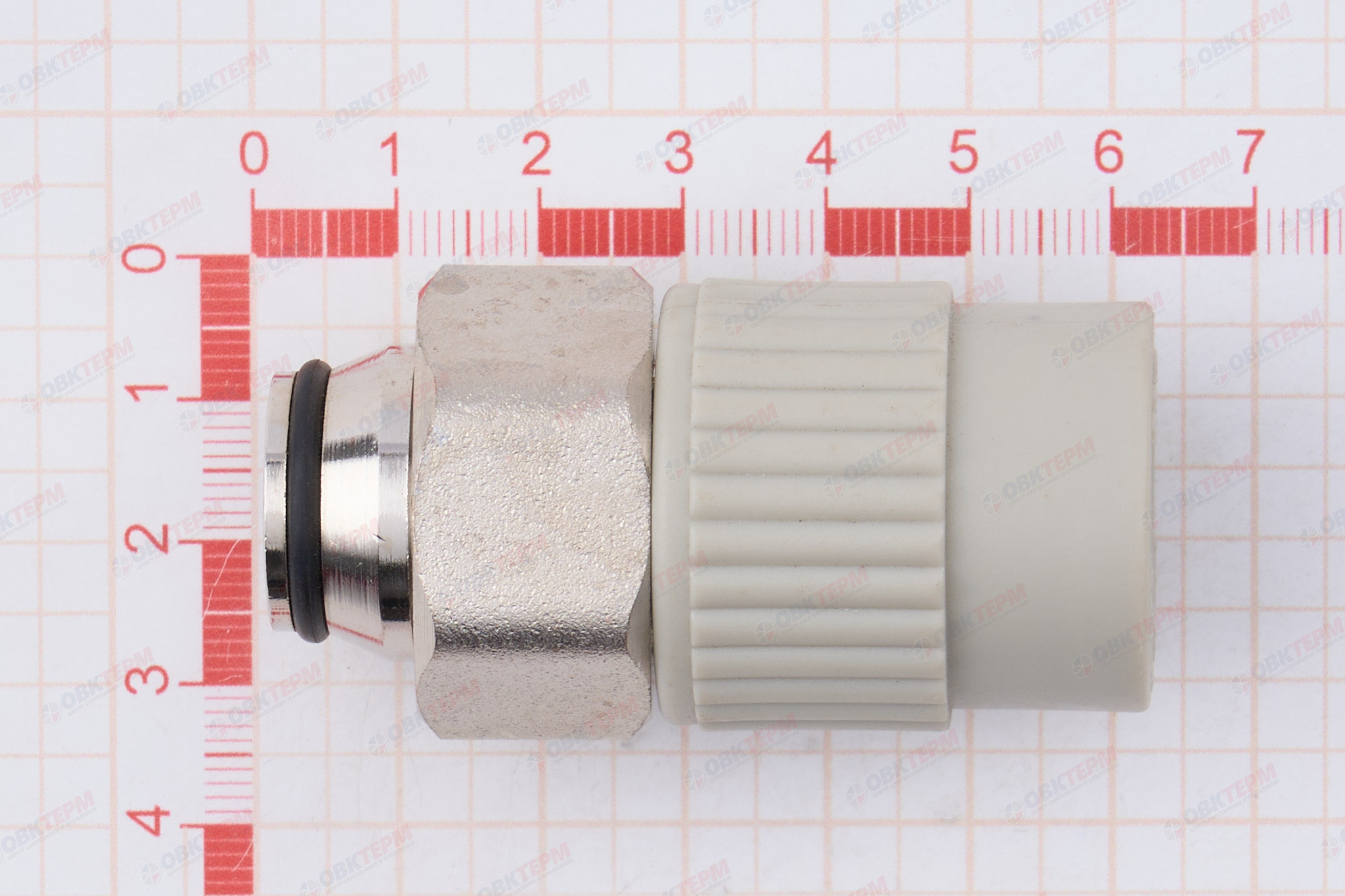 Муфта с накидной гайкой, евроконус  20 * 3/4"   СЕРАЯ      (PRO AQUA)    (160/40) - миниатюра №6