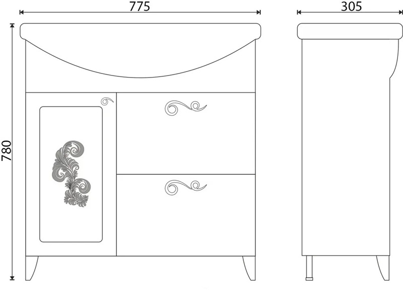 Тумба EvaGold 80 "Kapriz" (ум. Балтика 80) - миниатюра №3