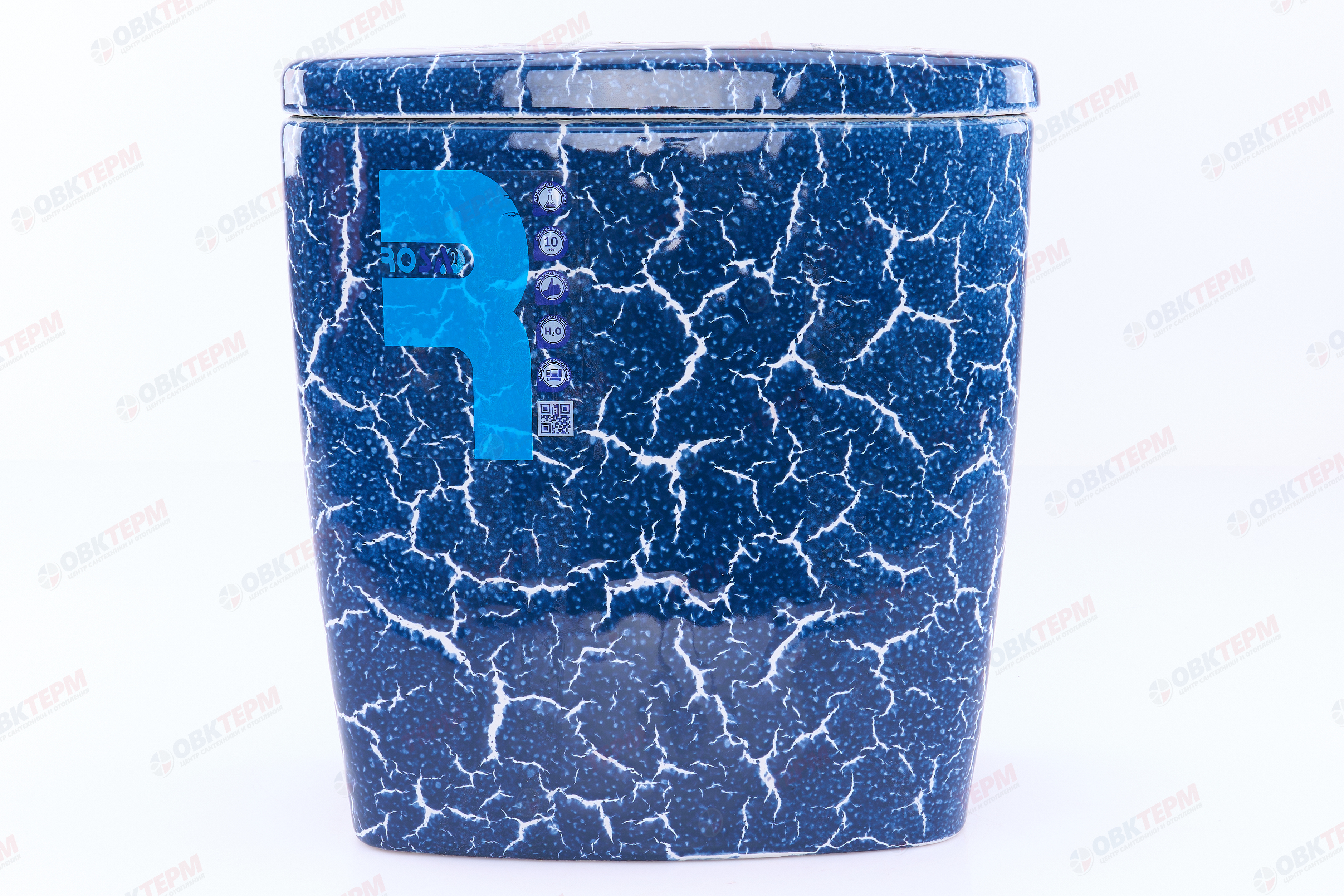 ROSA Бачок "Уют" СИНИЙ КРАКЕЛЮР (унитаз УЮТ), нижний подвод (155мм) - Изображение №2