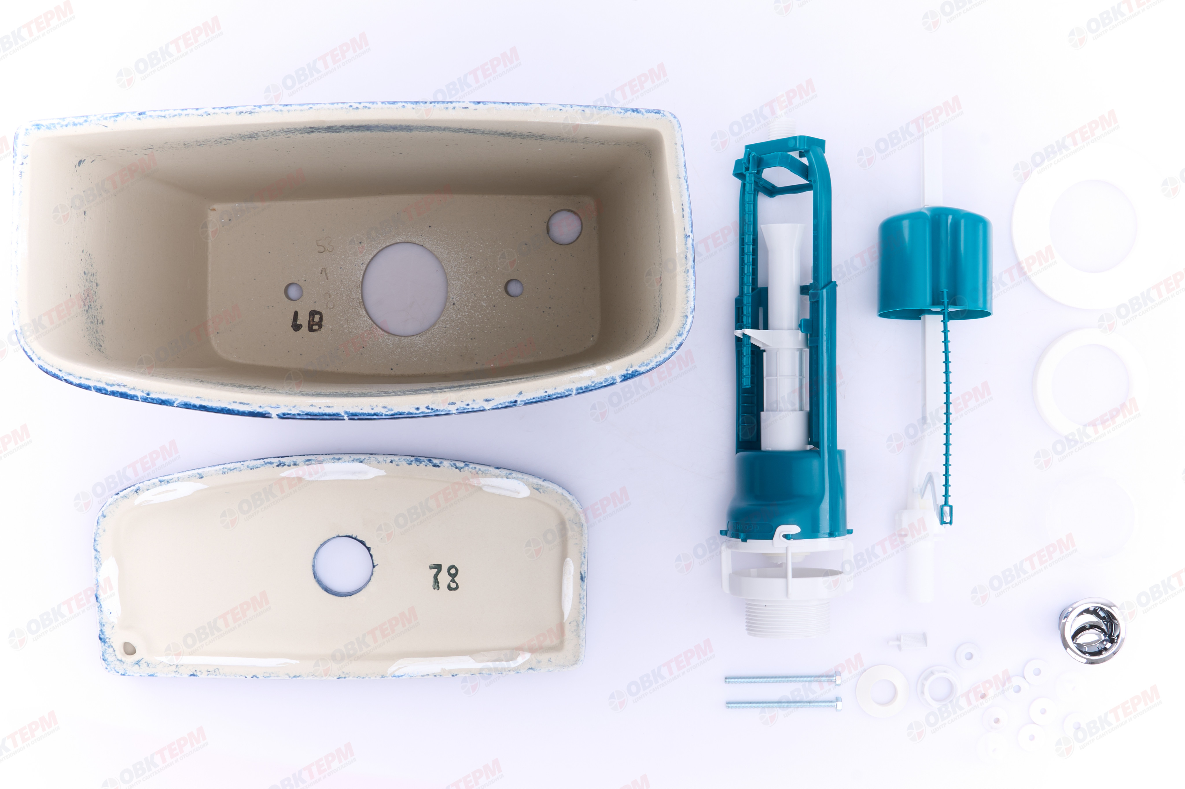 ROSA Бачок "Уют" СИНИЙ КРАКЕЛЮР (унитаз УЮТ), нижний подвод (155мм) - Изображение №5