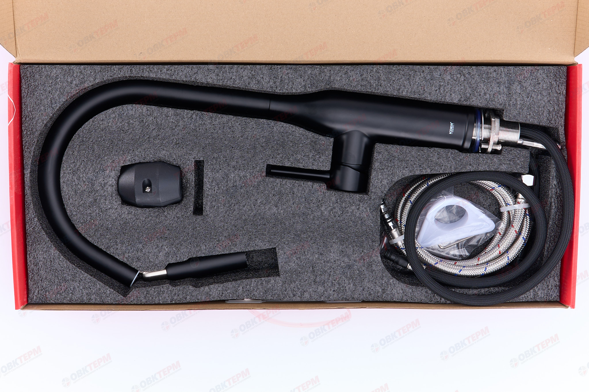 Смеситель д/кухни KOER KI-70004-05 /нерж. сталь SUS304 с выдвижн. изливом (Цвет черный) (8шт/ящ) - миниатюра №6