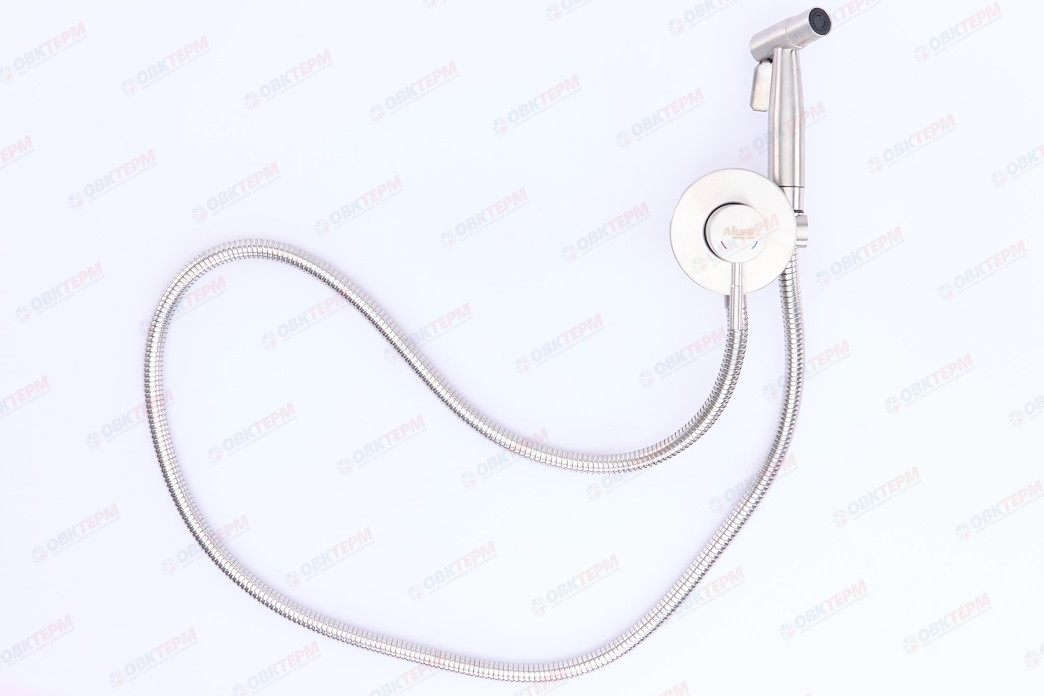 Смеситель с гигиеническим душем AKSA SIM-09-16 нерж/сталь (с лейкой) (12 шт ящик) - Изображение №2