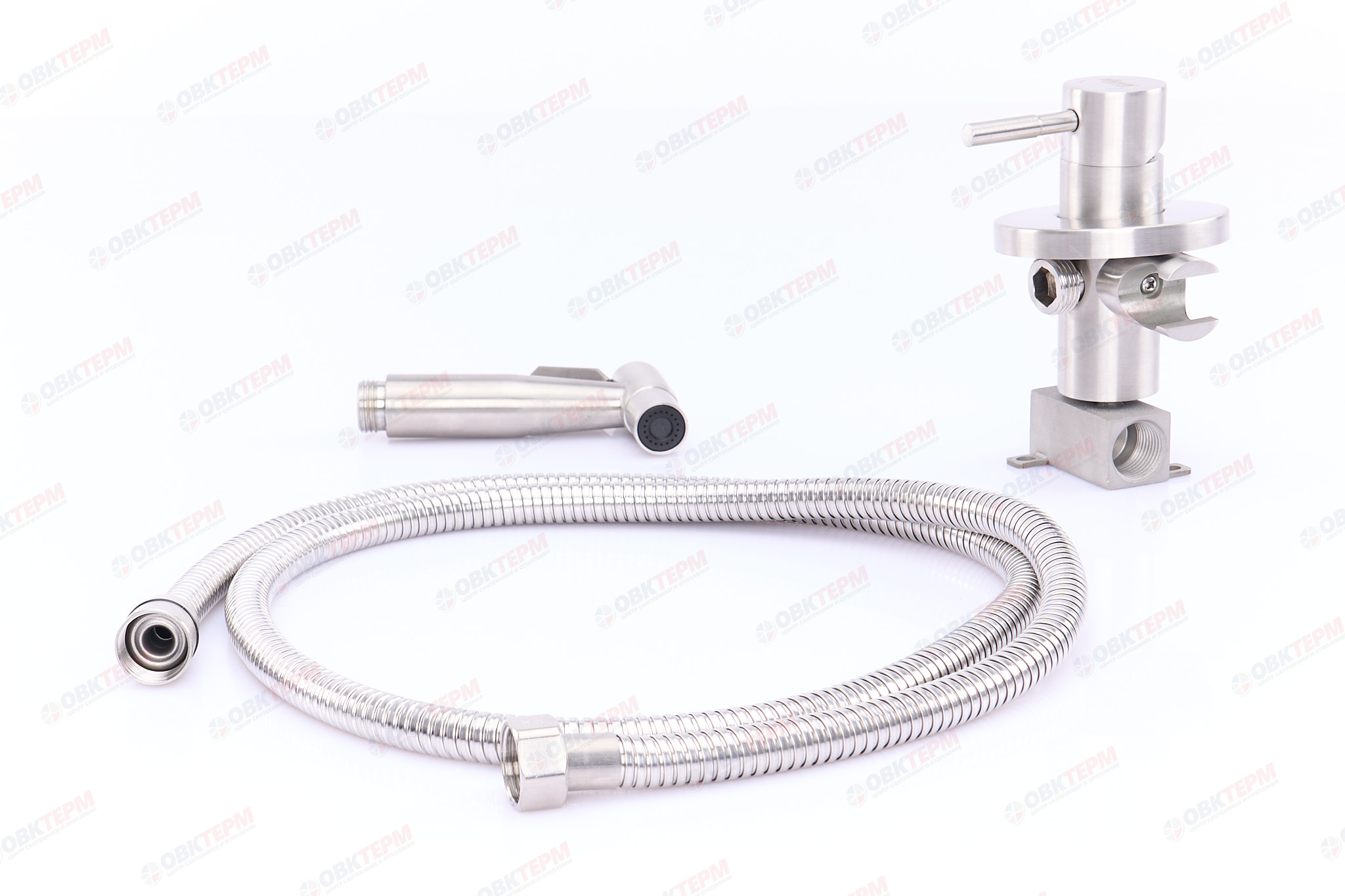 Смеситель с гигиеническим душем AKSA SIM-09-16 нерж/сталь (с лейкой) (12 шт ящик) - Изображение №4