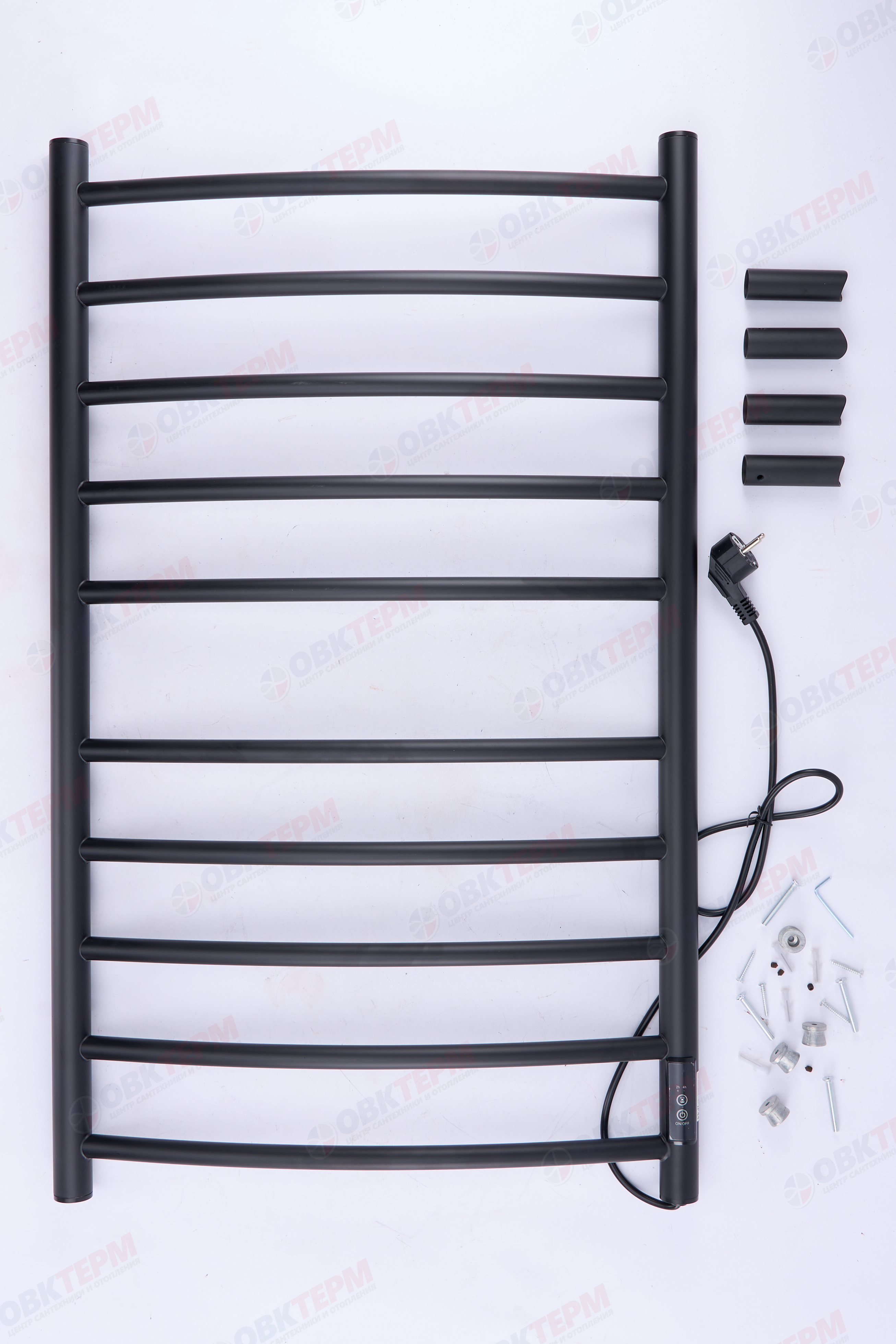 ZERIX EPF/EPS-5386R-10T Полотенцесушитель НЕРЖ 135W, 220-240V с таймером (цв.черный) 520*860мм - Изображение №4