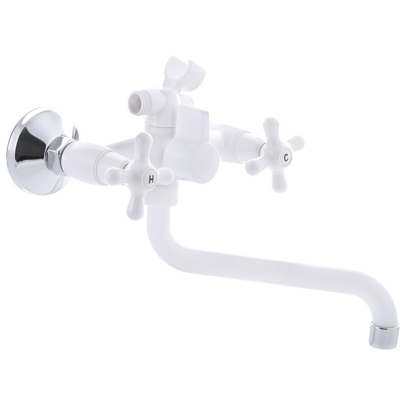Смеситель д/ванны PLAMIX AMAX-142 White буксовый (без шланга и лейки)  (24шт/ящ) - Изображение №1