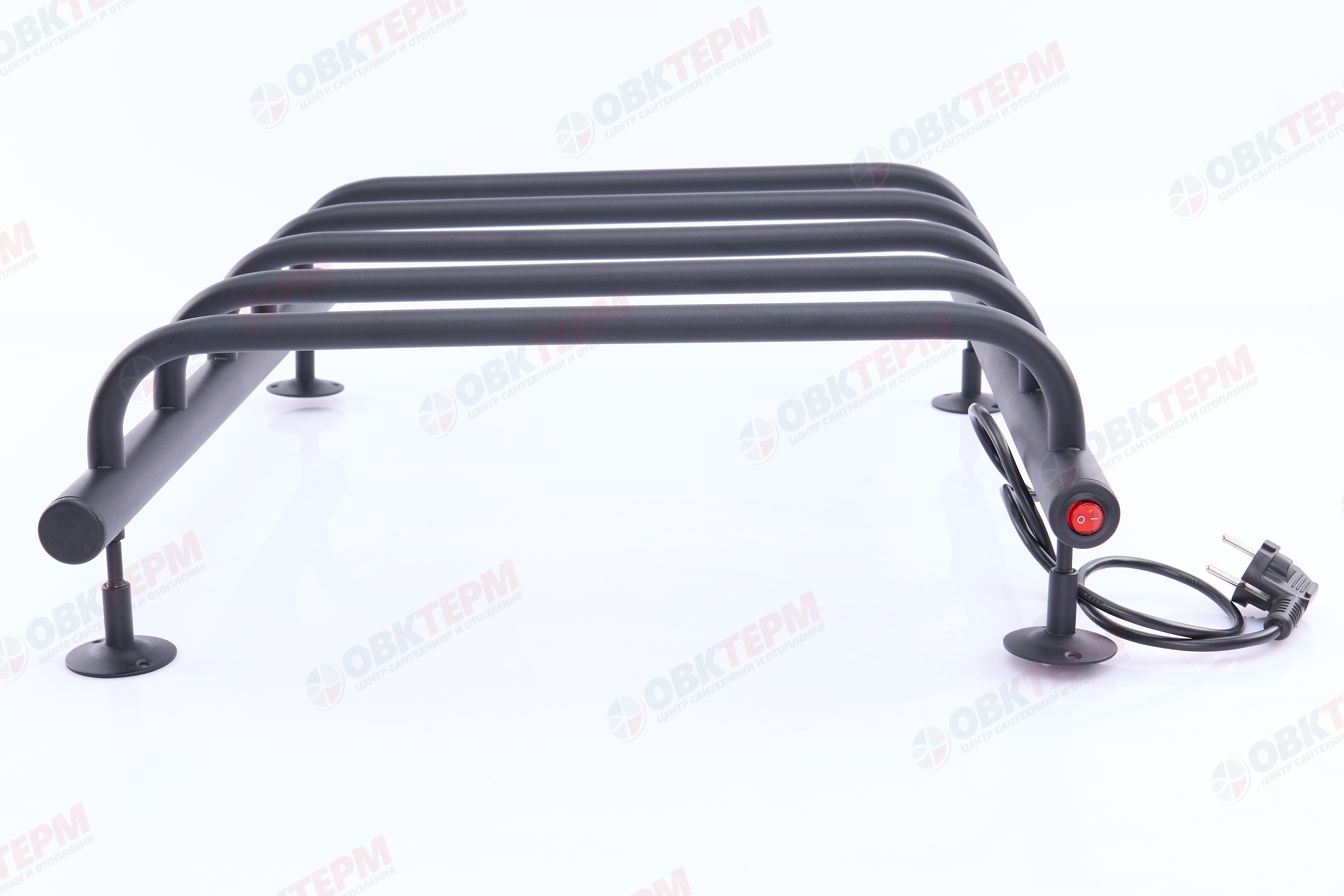 Полотенцесушитель электрический АДВ ЛНК - Э1" 50*60 (скоба, кабель справа, 5 перекладин) Черный муар - Изображение №3