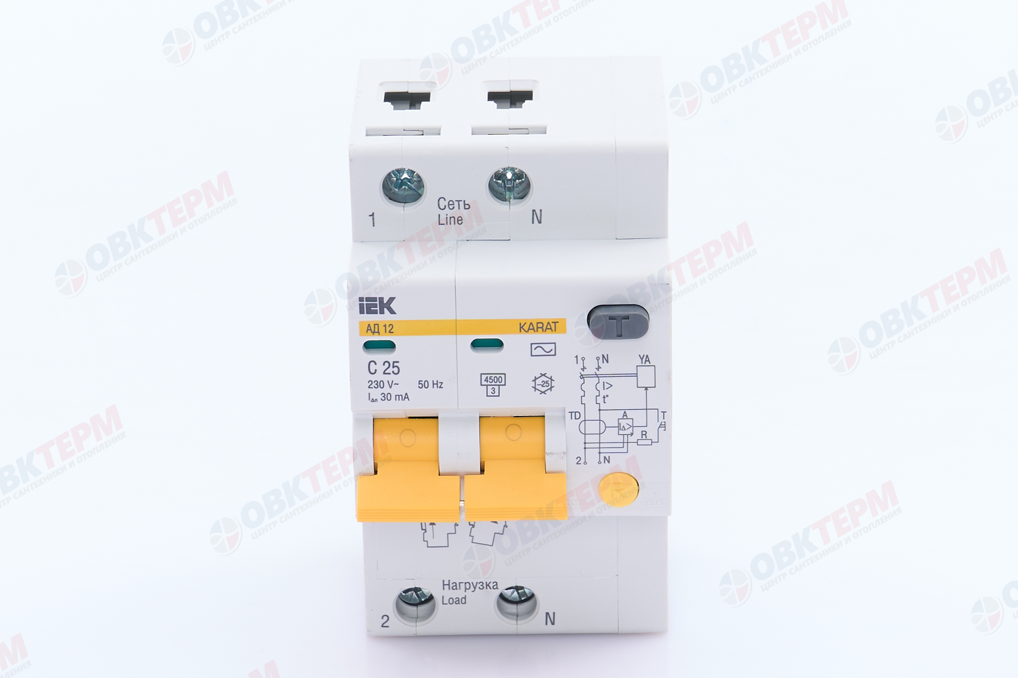 Выключатель дифференциального тока (УЗО) IEK 2п 25А 30мА тип AC ВД1-63 - миниатюра №7