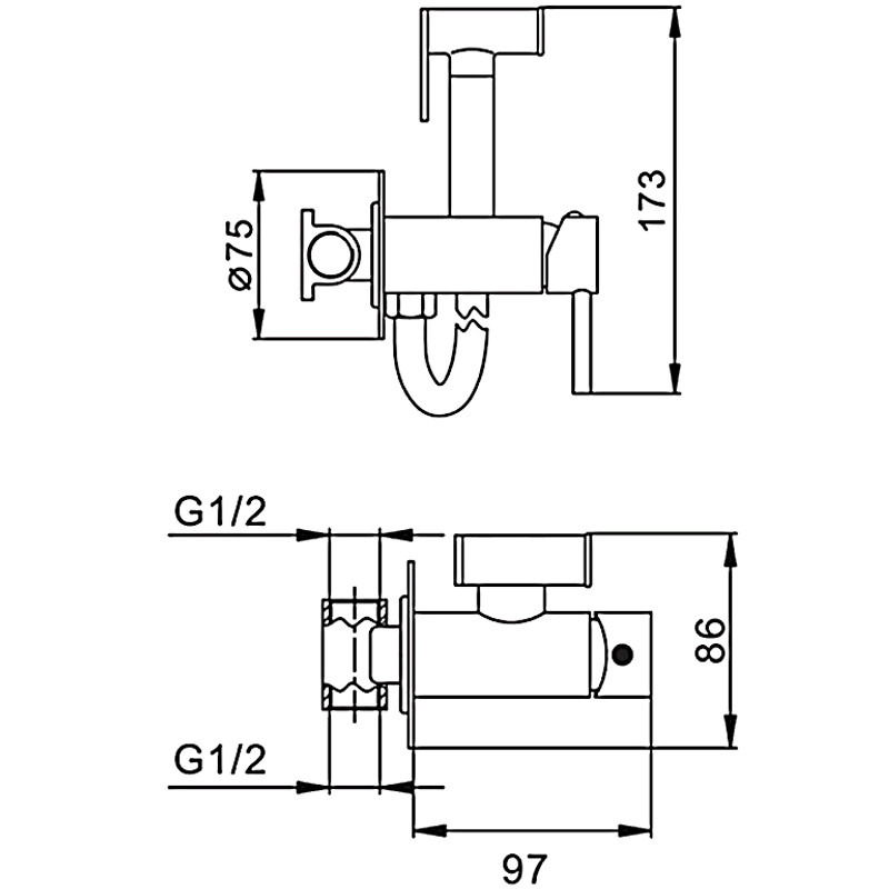 Смеситель с гигиеническим душем FRAP F7505-3 латунь /золото - миниатюра №2