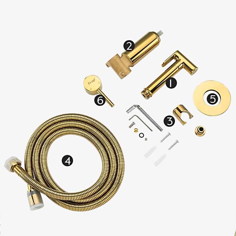 Смеситель с гигиеническим душем FRAP F7505-3 латунь /золото - миниатюра №3