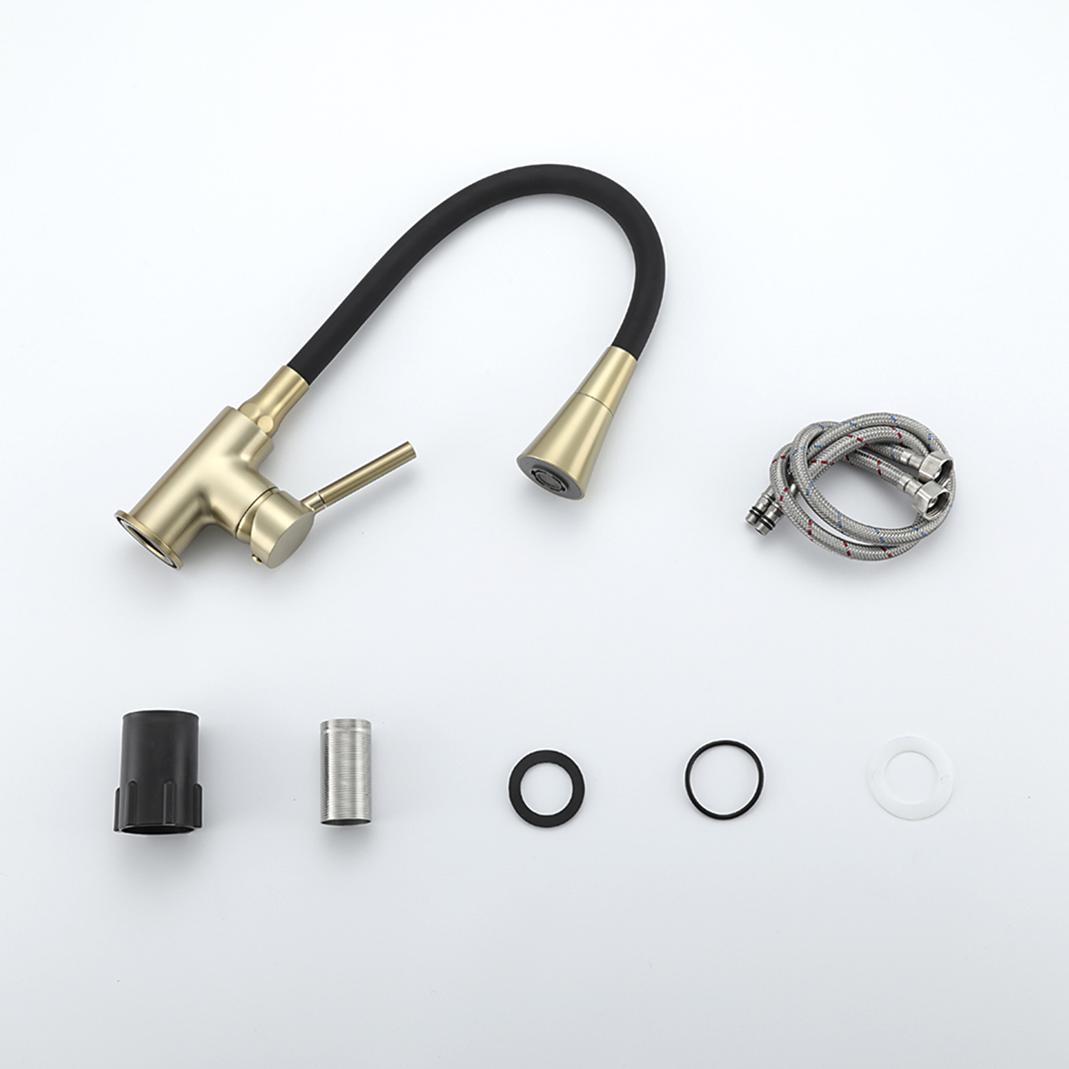 Смеситель д/кухни FRAP F4044-3 золото/черный /гибкий излив (Ø35, на гайке) - миниатюра №2