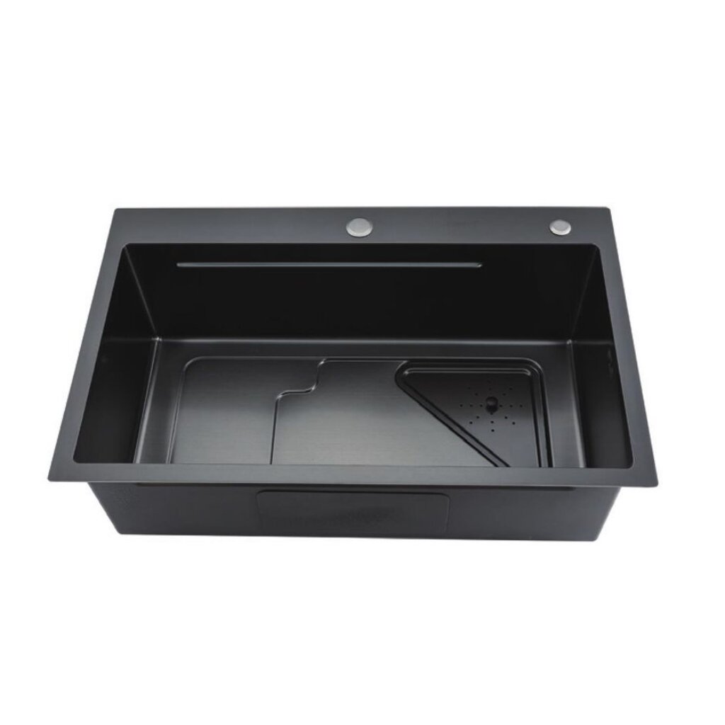 Мойка GAPPO GS7246-6 (0.8мм /коландер /черный/ 720x460x215mm) - Изображение №2