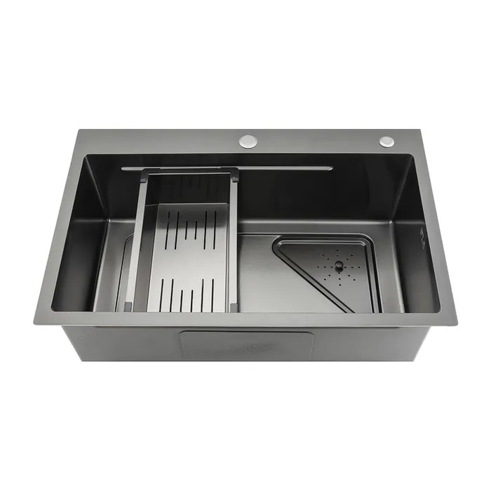 Мойка GAPPO GS7246-6 (0.8мм /коландер /черный/ 720x460x215mm) - Изображение №3